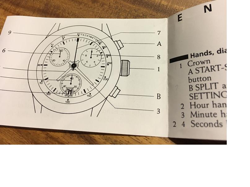 Leider kein Bild vorhanden jedoch Originaldokumente und ein Ersatzkettenglied<br />Dürfte etwa um die 500Fr. + gekostet haben<br />Ist die Verpackung von Bedeutung?<br />Habe bisher keinen Quartz Chronographen im Internet gefunden mit dem Datum um 6Uhr!<br />Danke für die Beurteilung<br />Grüsse